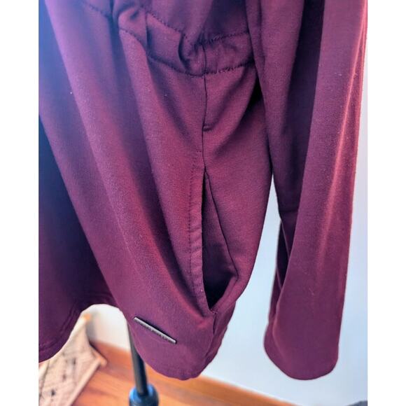 Women's Nine West Active Burgundy LS Mock Neck Shirt Large Pockets Drawstring - Picture 7 of 11